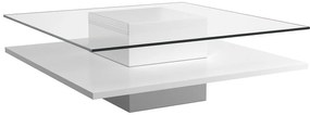 Stolik kawowy ISANIA - Płyta MDF lakierowana na biało i hartowane szkło