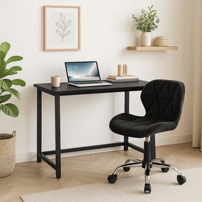 Zestaw do biura – składany stół ZARIMO 80×40 cm czarny + krzesło biurowe AVOLA VELVET czarne