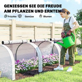 Outsunny Tunel foliowy, 3 okna z zamkiem błyskawicznym, stalowy stelaż, wytrzymała plandeka, 295 x 100 x 80 cm, Biały | Aosom PL