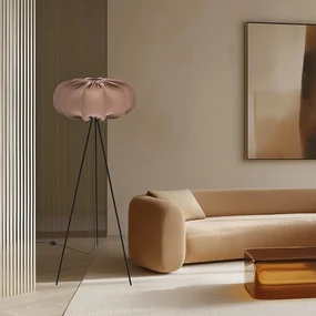 Brązowa lampa stojąca z tekstylnym kloszem (wysokość 147 cm) Cafee – Candellux Lighting