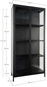 Czarna metalowa witryna 80x175 cm Brisbane – House Nordic