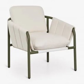 Fotel Ogrodowy Tapicerowany I Stalowy Zunika Intensywny Verde Olive - Sklum