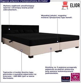 Tapicerowane łóżko z zagłówkiem czarny + ecru B6-F49