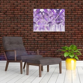 Obraz na szkle - Fioletowe liście w gipsie (70x50 cm)