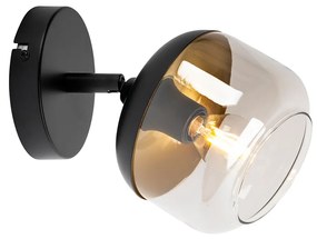 Designerski reflektor czarny ze złotem i dymionym szkłem - Kyan