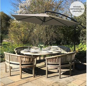 Beżowy parasol wspornikowy