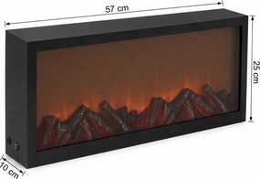 Kominek dekoracyjny LED, metalowy, 10 x 57 x 25 cm