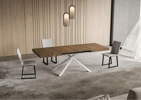 Stół rozkładany Niket orzechowy 120/224x90 cm z białymi nogami