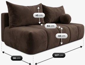 Sofa z Funkcją Spania SARIA Brązowa Welurowa Nowoczesna