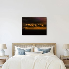 Obraz żaglówki o zachodzie słońca (70x50 cm)
