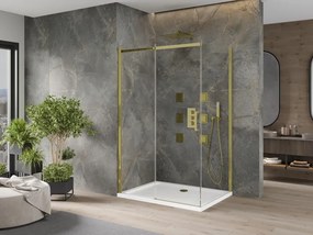 Mexen Omega kabina prysznicowa rozsuwana 120 x 90 cm, transparent, złota + brodzik Flat - 825-120-090-50-00-4010