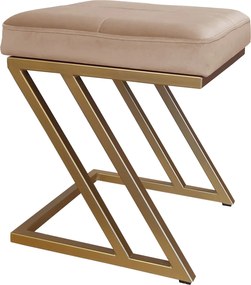 Pufa ZETA tkanina Welur loft ławka podnóżek metal : Kolor Stelaża - Złoty, Kolor tkaniny - VELVET - MG06, Typ tkaniny - Velvet