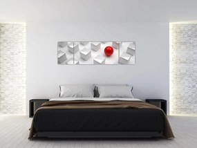Obraz abstrakcji - sześcian z kulą (170x50 cm)