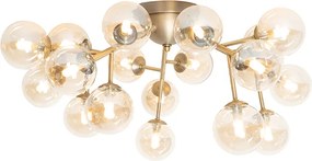 Plafon art deco brązowy z bursztynowym szkłem 20-świateł - Bianca