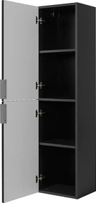 Szafka łazienkowa, ciemnoszara, uchwyt srebrny, 27 x 35 x 136 cm