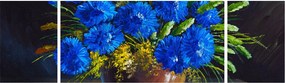 Obraz niebieskich kwiatów w wazonie (170x50 cm)