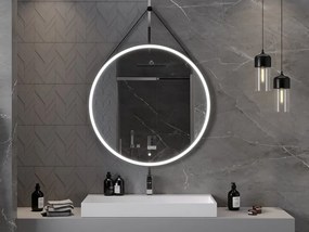 Mexen Reni lustro łazienkowe podświetlane, okrągłe 100 cm, LED 6000K, antypara, rama czarna - 9812-100-100-611-70