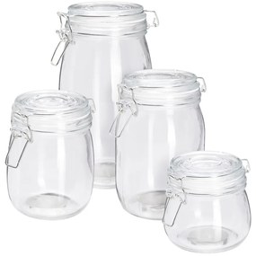 Szklane słoiki z klipsem RESO, 4 sztuki