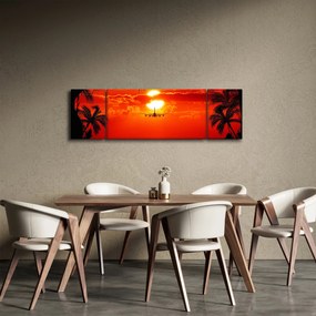 Obraz - zachód słońca z samolotem (170x50 cm)