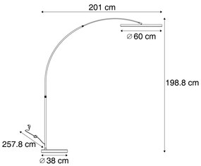 Luk Designerska lampa łukowa podłogowa złota z LED z 3-stopniowym ściemnianiem - AnelloDesignerski Oswietlenie wewnetrzne