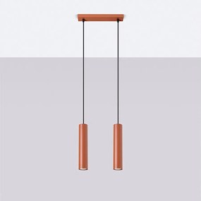 Lampa wisząca loft Toris, stal - 2 źródło światła 4000K - L.30 x H.105 cm - ochra czerwona