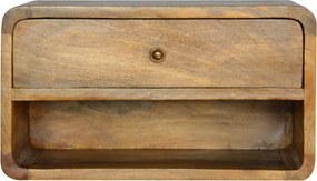 Szafka nocna Curve Artisan Furniture, otwarta półka, 1 szuflada, jasnobrązowa