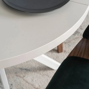 Stół Okrągły Rozkładany DORIAN 80-160 cm Kaszmir/Biały Nowoczesny