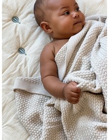 Jasnożółto-niebieski pikowany koc dziecięcy z bawełny organicznej 90x120 cm Balloon – Cam Cam Copenhagen