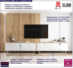 Zestaw zamykanych szafek rtv dąb wotan + biały E3-G43