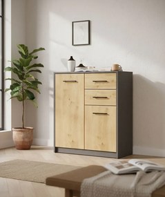 Nowoczesna komoda dąb artisan+antracyt R1-R72