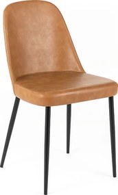 Zestaw 4 nowoczesnych krzeseł do jadalni w kolorze karmelowym "Damascus" obitych miękką w dotyku skórą ekologiczną