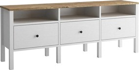 Stojak pod TV – 150 cm x 57 cm x 35 cm – Biały i drewniany – MDF