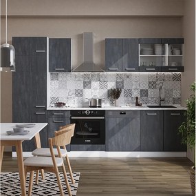 Aneks kuchenny czarny beton/biały 300x46x81.6 r-line