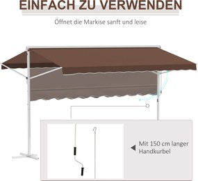 Outsunny Samodzielna markiza, regulowany kąt nachylenia, korbka, stelaż metalowy, odporny na warunki atmosferyczne, 4x3m, Krem
