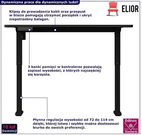 Elektryczne czarne biurko regulowane do pracy na stojąco 140 cm - Gileko 3X