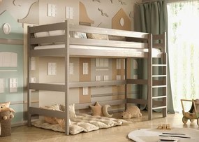 Szare sosnowe łóżko dla dziecka na antresoli - 5 rozmiarów A8-E91