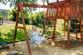 Szary wiszący fotel KOLUMBIA ze stojakiem