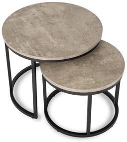 Zestaw Stolików Kawowych ROCKY 43 cm/53 cm Szary Beton Nowoczesny Loft