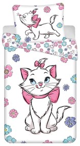 Biała bawełniana pościel dziecięca jednoosobowa 140x200 cm Marie Cat "Floral" – Jerry Fabrics