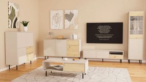 Komplet mebli do salonu z witryną kaszmir + dąb artisan L8-W19