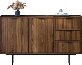 Duża komoda z 3 szufladami i szafką orzech warmia L0-E99