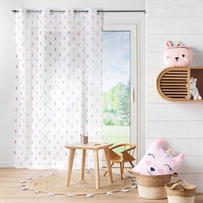Biało-różowa firanka z woalu 140x240 cm Geokid – douceur d'intérieur