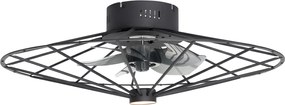 Wentylator sufitowy czarny 62 cm z LED z możliwością ściemniania z pilotem - Yaran