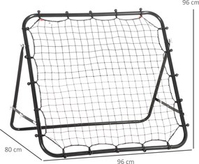 HOMCOM Football Rebounder do treningu, regulowany kąt, metalowa rurka, PE Tkanina 96 x 80 x 96 cm Czarny