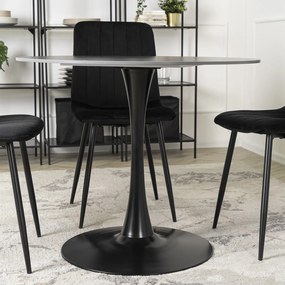 Stół Okrągły SANDER 90 cm Ceramiczny Czarny do Salonu Nowoczesny Glamour