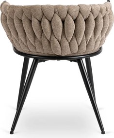 Krzesło Tapicerowane Plecione do Salonu EMPOLI Beżowe Nowoczesne Loft