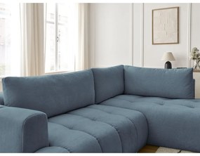 Niebieski rozkładany/ze schowkiem narożnik (prawostronny/w kształcie litery L) Fuji – Bobochic Paris