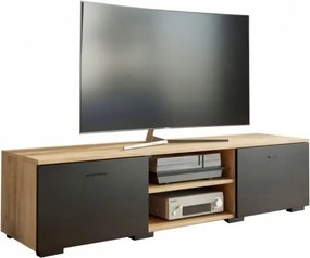 Nowoczesna szafka RTV dąb artisan + czarny K0-K68