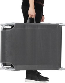 Leżak ogrodowy LAGUNA z regulowanym daszkiem, 193x59x30cm, ciemnoszary SongmicsHome