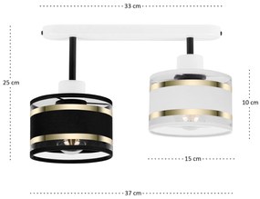 Lampa sufitowa biała dwupunktowy spot z czarno-białymi abażurami T-330